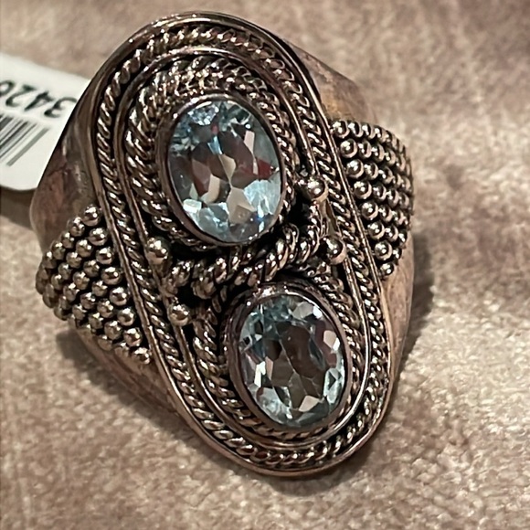 Bali Jewelry - Blue Topaz Sterling Silver 925 Ring NWTS